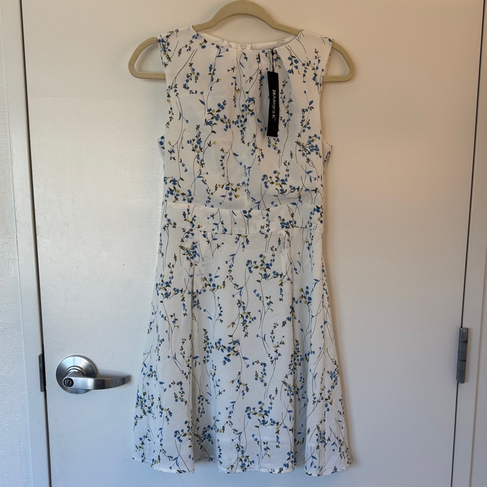 Allegra K White Floral Midi Dress